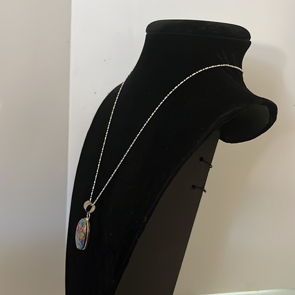 Rainbow Mosaic Jasper 925 Sterling Silver Pendant. - Picture 4 of 10